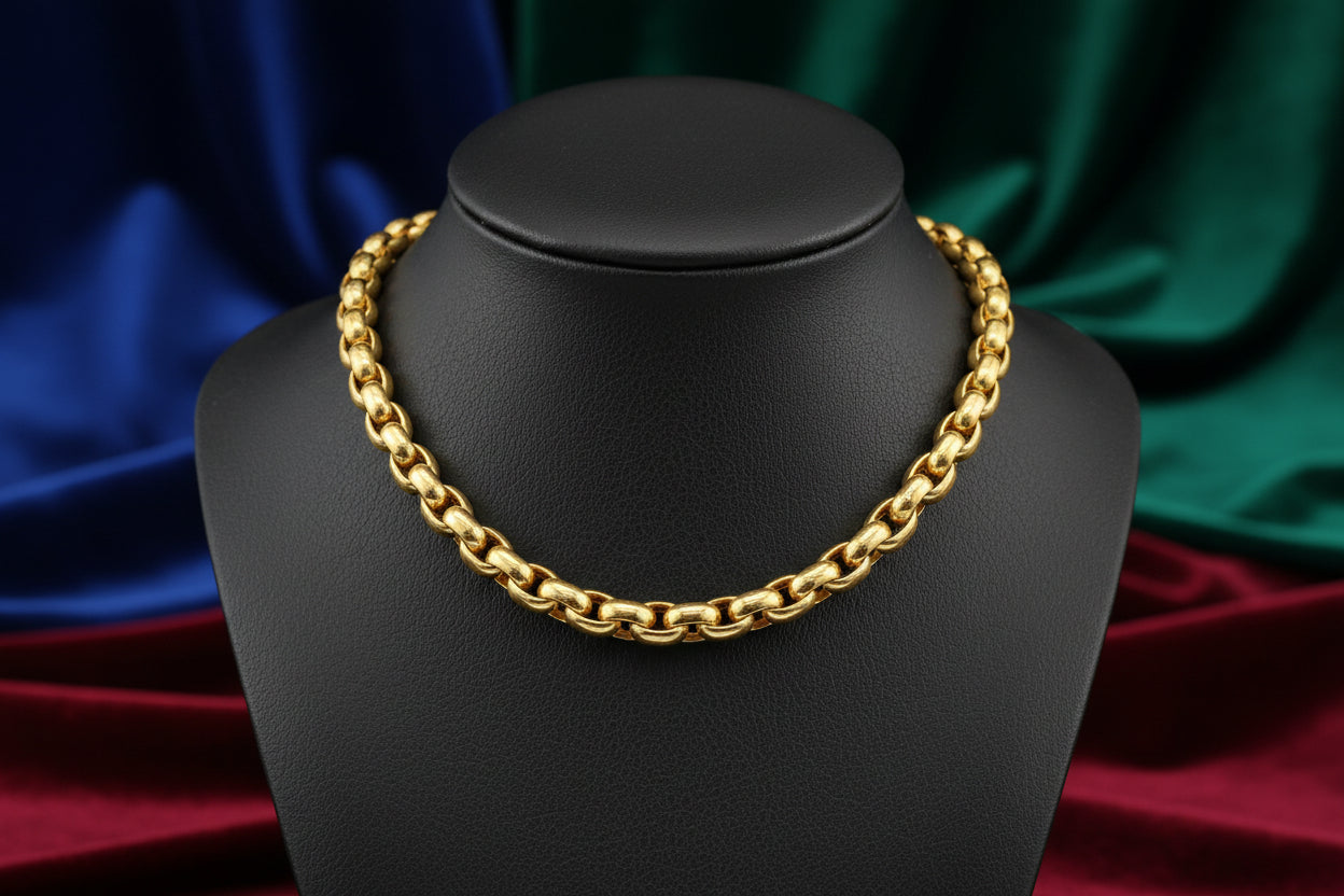 14K YG HOLLOW 6.2MM ROLO LINK CHAIN WITH TOGGLE CLASP 18"