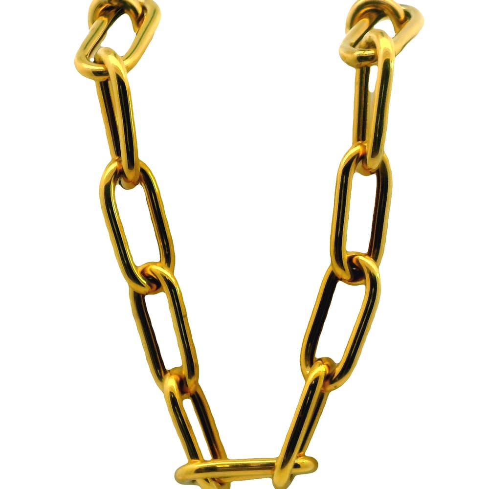 10K YG LARGE HOLLOW PAPERCLIP CHAIN 18"