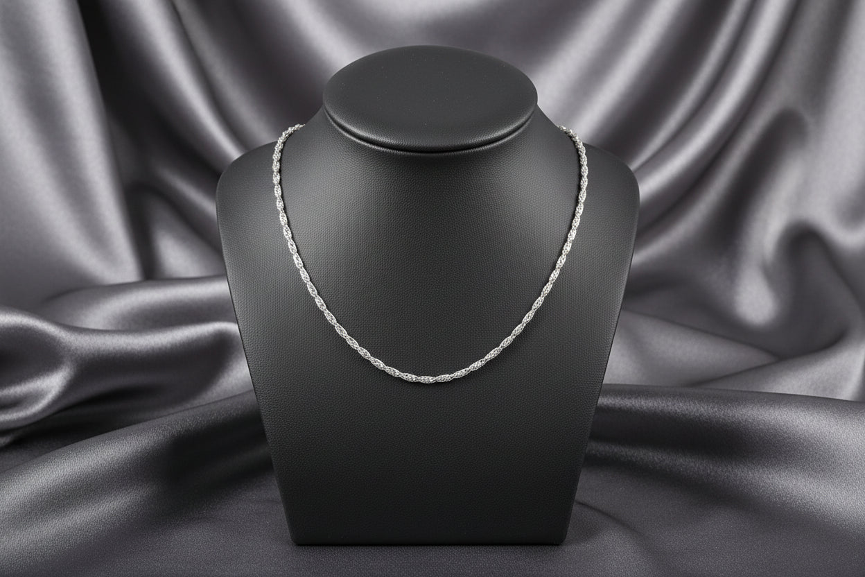 14K WHITE GOLD STAR LINK CHAIN 16"