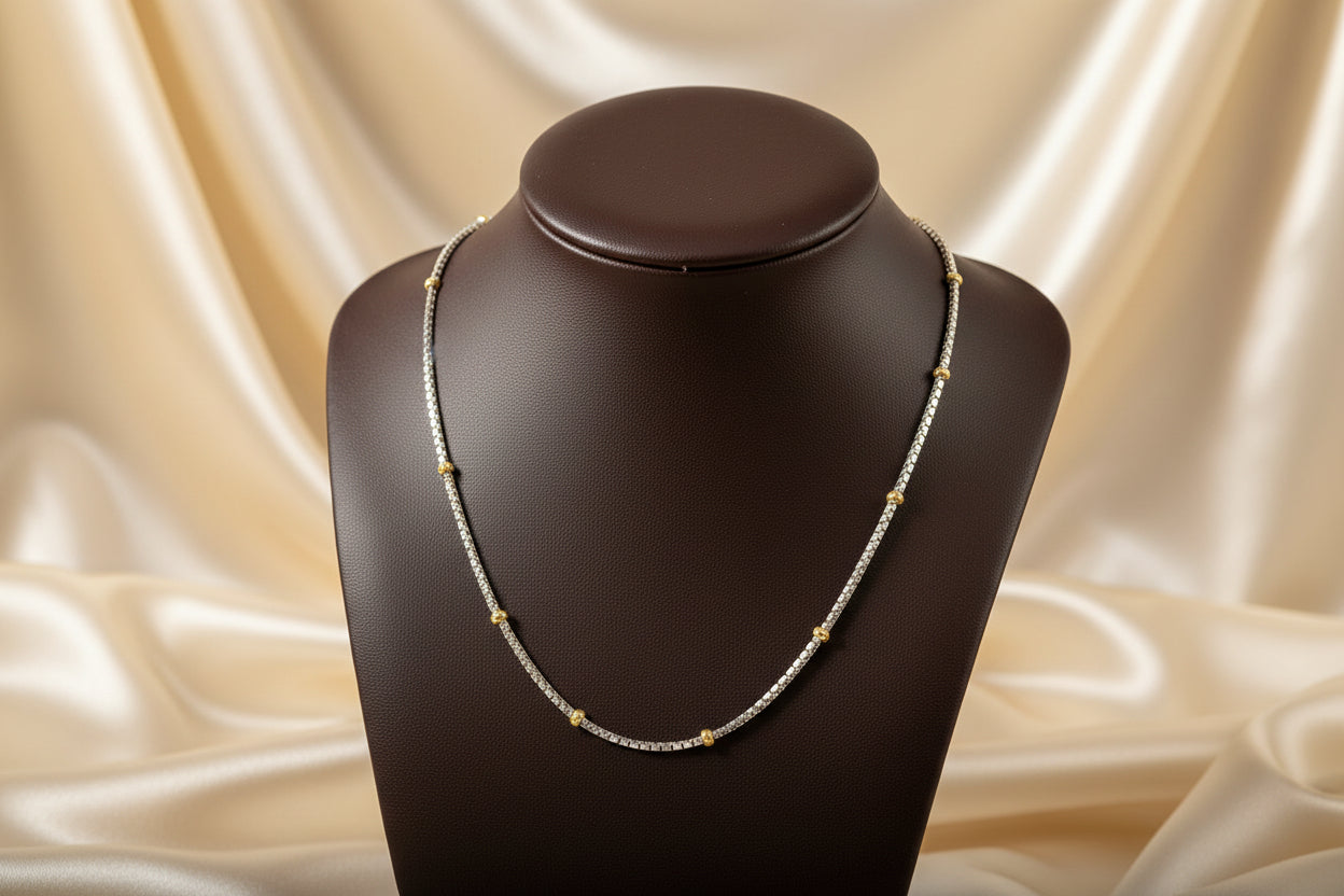 14K 18" 2-TONE BALL AND BOX CHAIN
