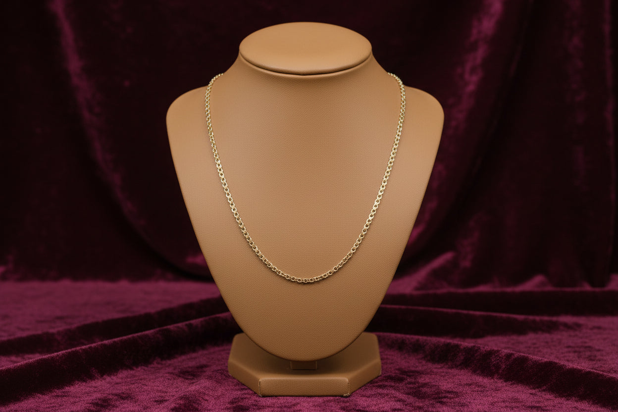 10K YG 2mm Smooth Cable Chain 18"