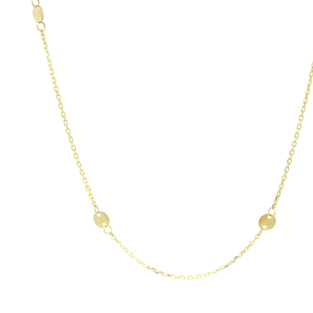 10K Yellow gold tiny round disc station necklace