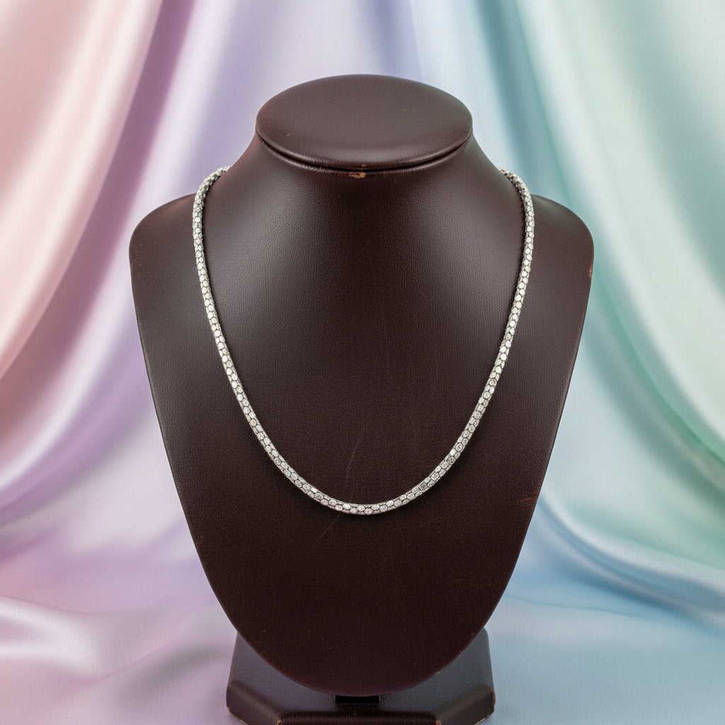 STERLING SILVER RHODIUM PLATED 16" POPCORN CHAIN