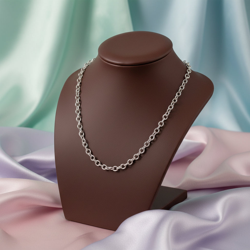 Sterling silver Rhd rolo chain 22"