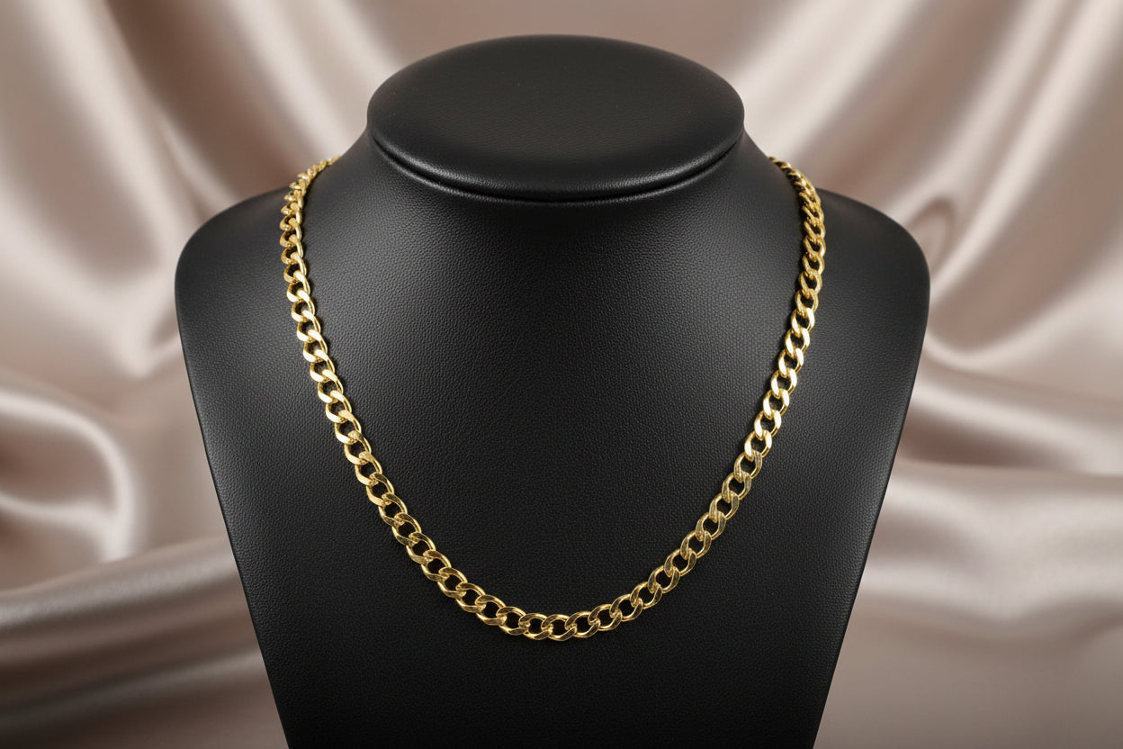 10K YG Flat Cuban Light Link Chain 20"