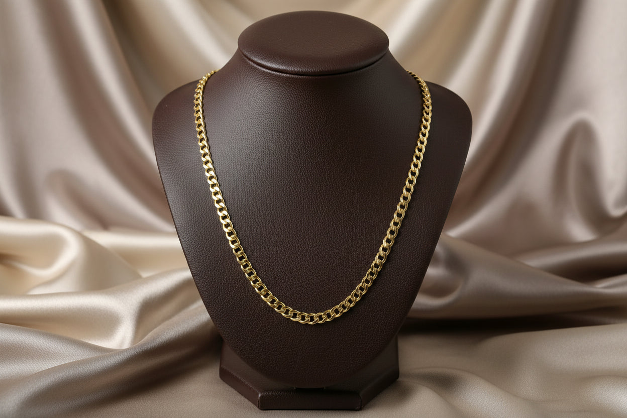 10K YG Flat Cuban Light Chain 22"