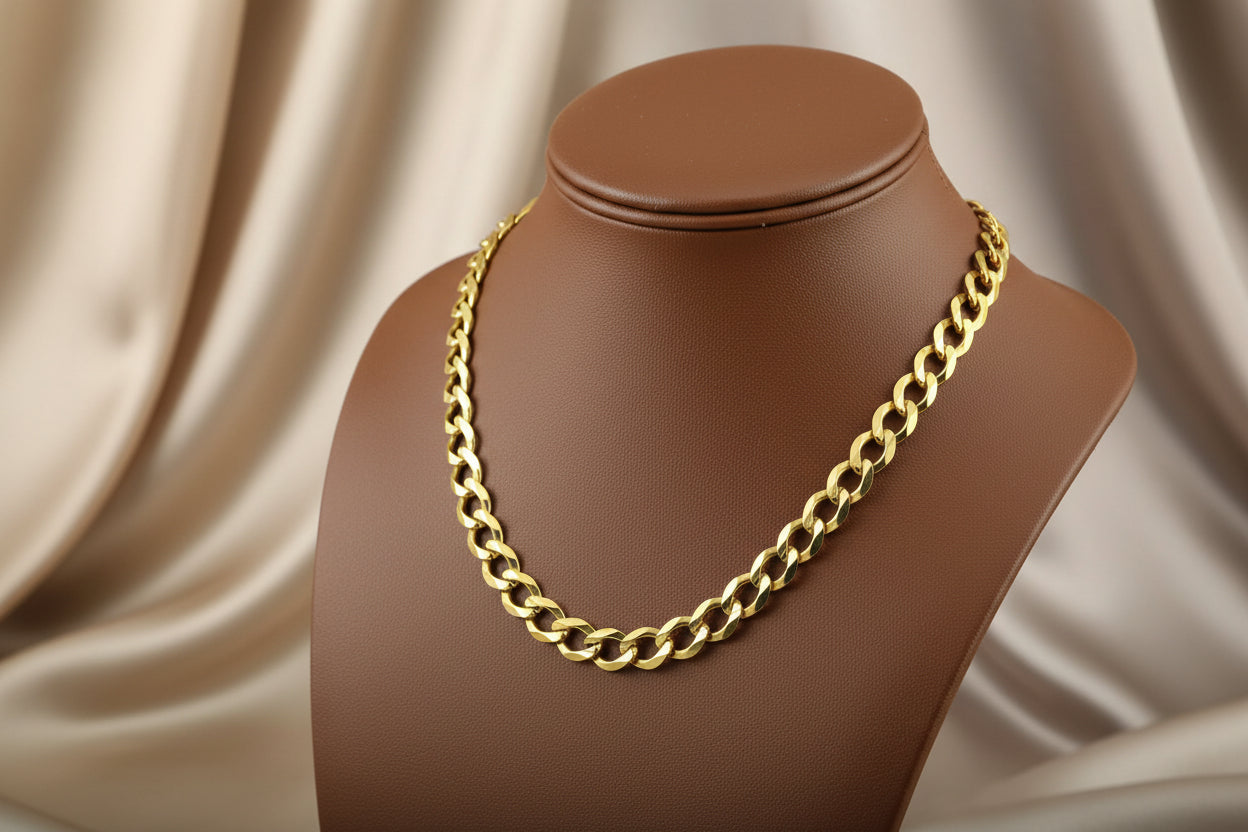 10K YG Flat Cuban Light Chain 22"