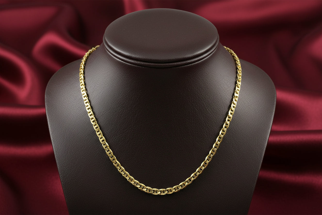 10K YG 2.5mm Marine Link Chain 20"