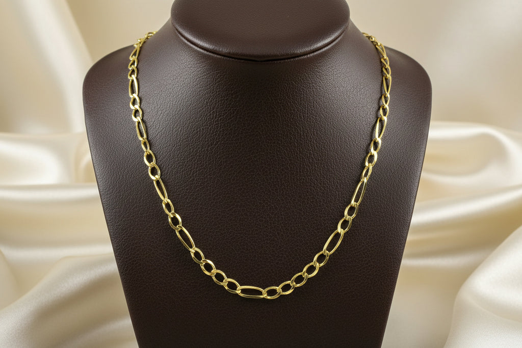 10K YG 3.8mm Figaro Chain 20"