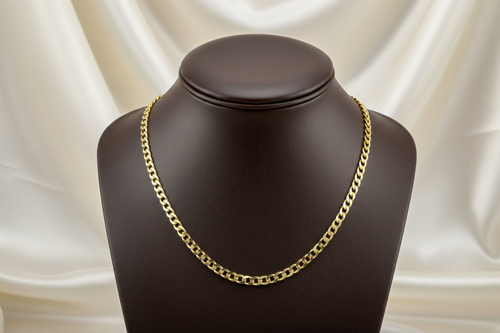 10K YG 2mm Light Bevelled Curb Chain 20"