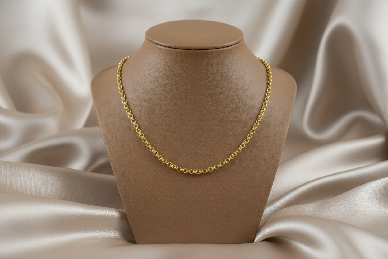 10K YG 1.5mm Diamond Cut Rolo Chain 18"+2" Extender