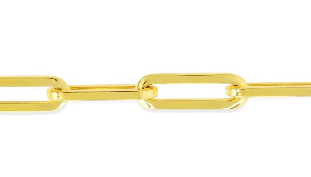 10K YG 5.3mm Hollow Paperclip Chain 17"+3" Extender