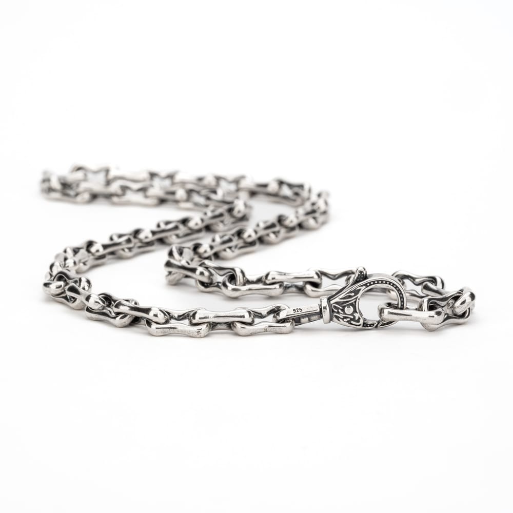 Oxidized Silver Anchor Link Chain 24"
