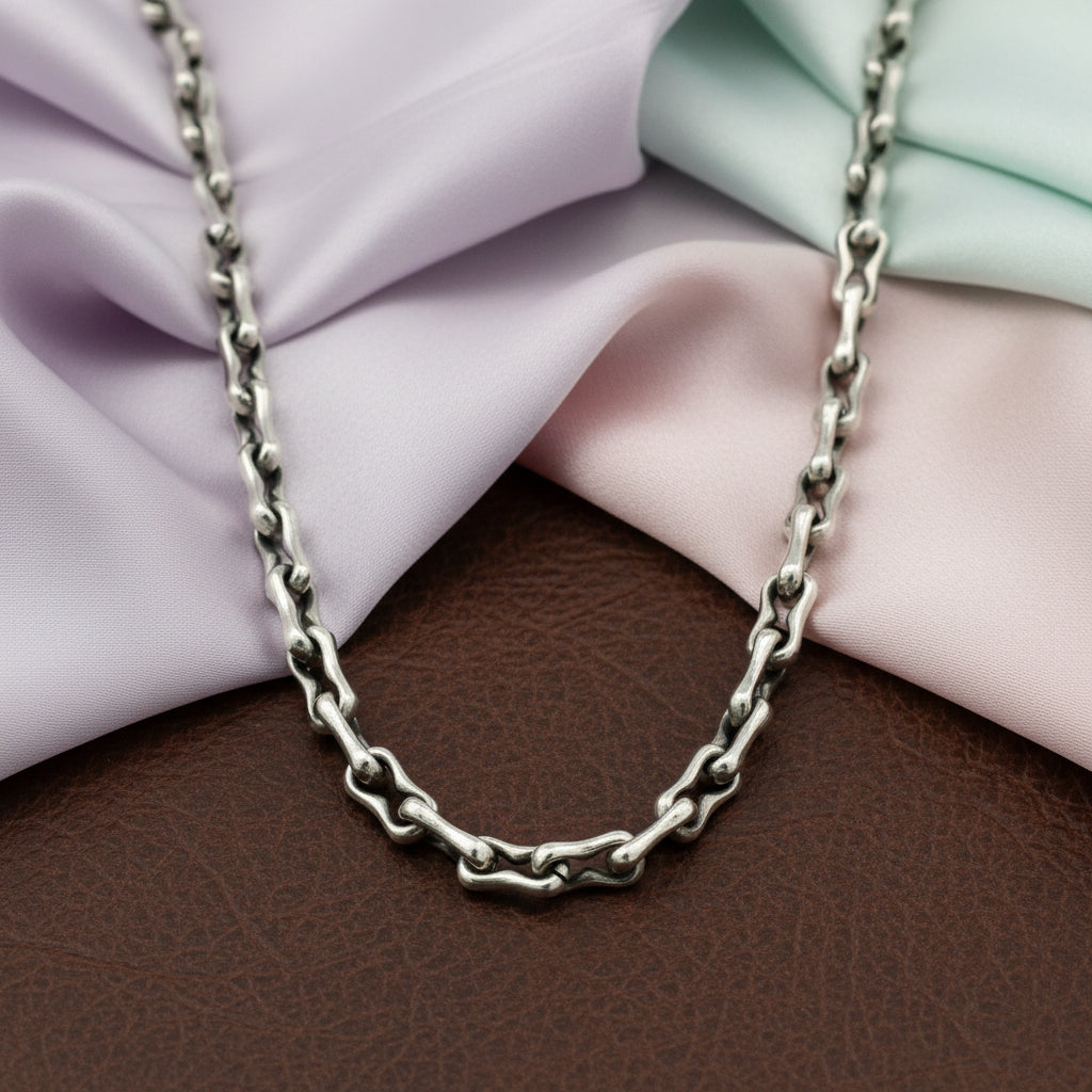 Oxidized Silver Anchor Link Chain 24"