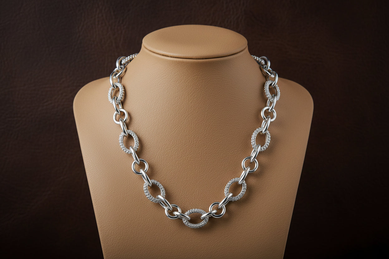 (S2205325) Sterling Silver Bujukan Link Necklace 16.5"