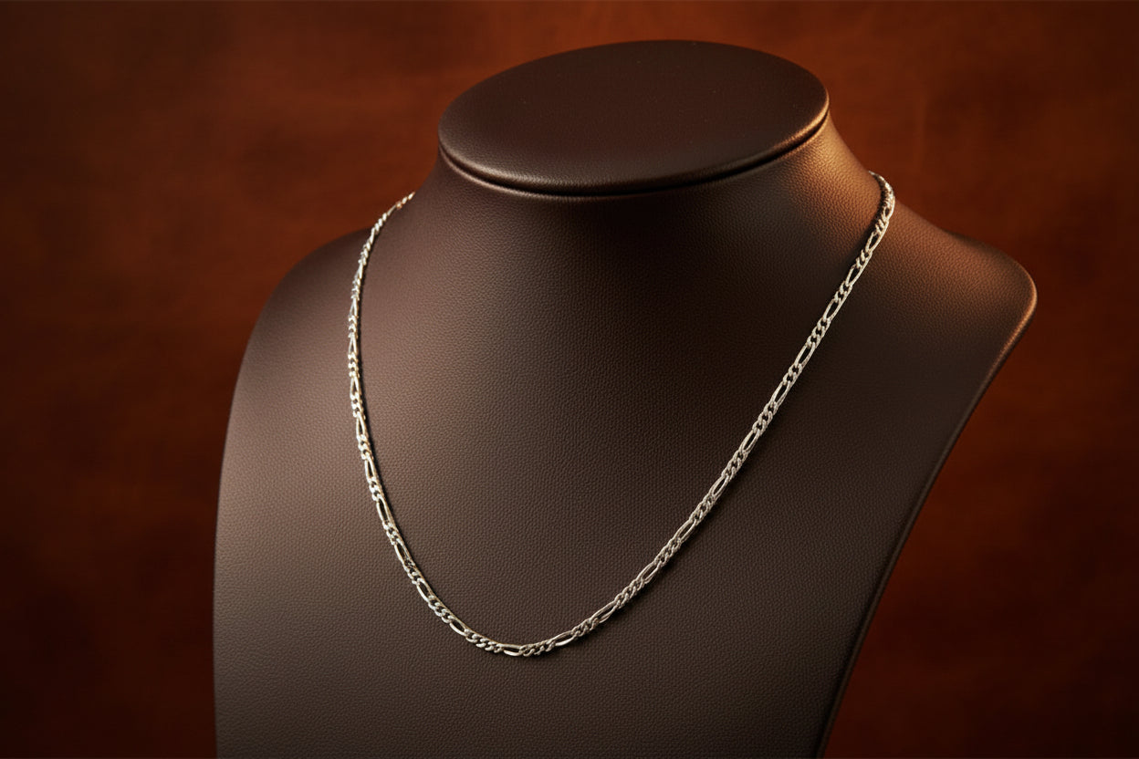 Sterling Silver Figaro Chain 18"
