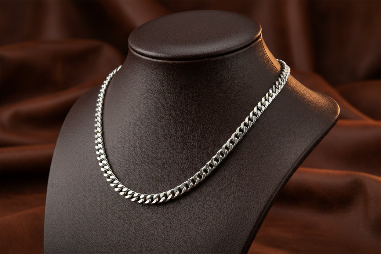 Sterling Silver Gourmette Curb Chain 16" 3mm