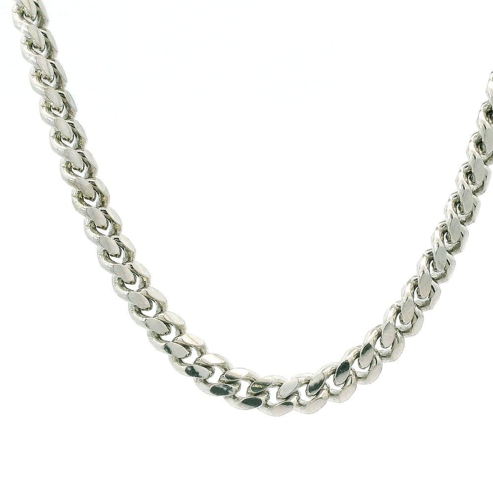 Sterling Silver Rhd 4.8mm Miami Cuban Link Chain 22"
