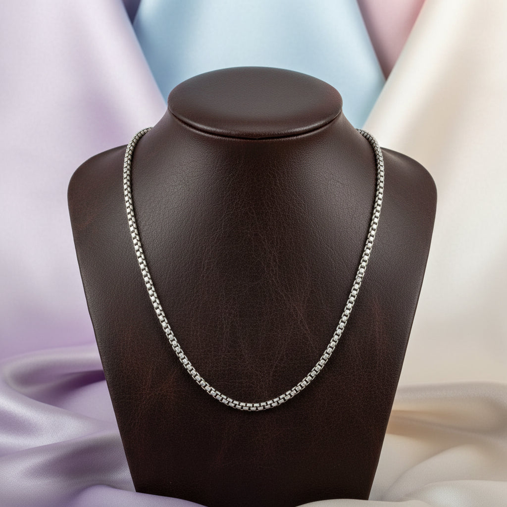 Sterling Silver Venetian Box chain oxidized