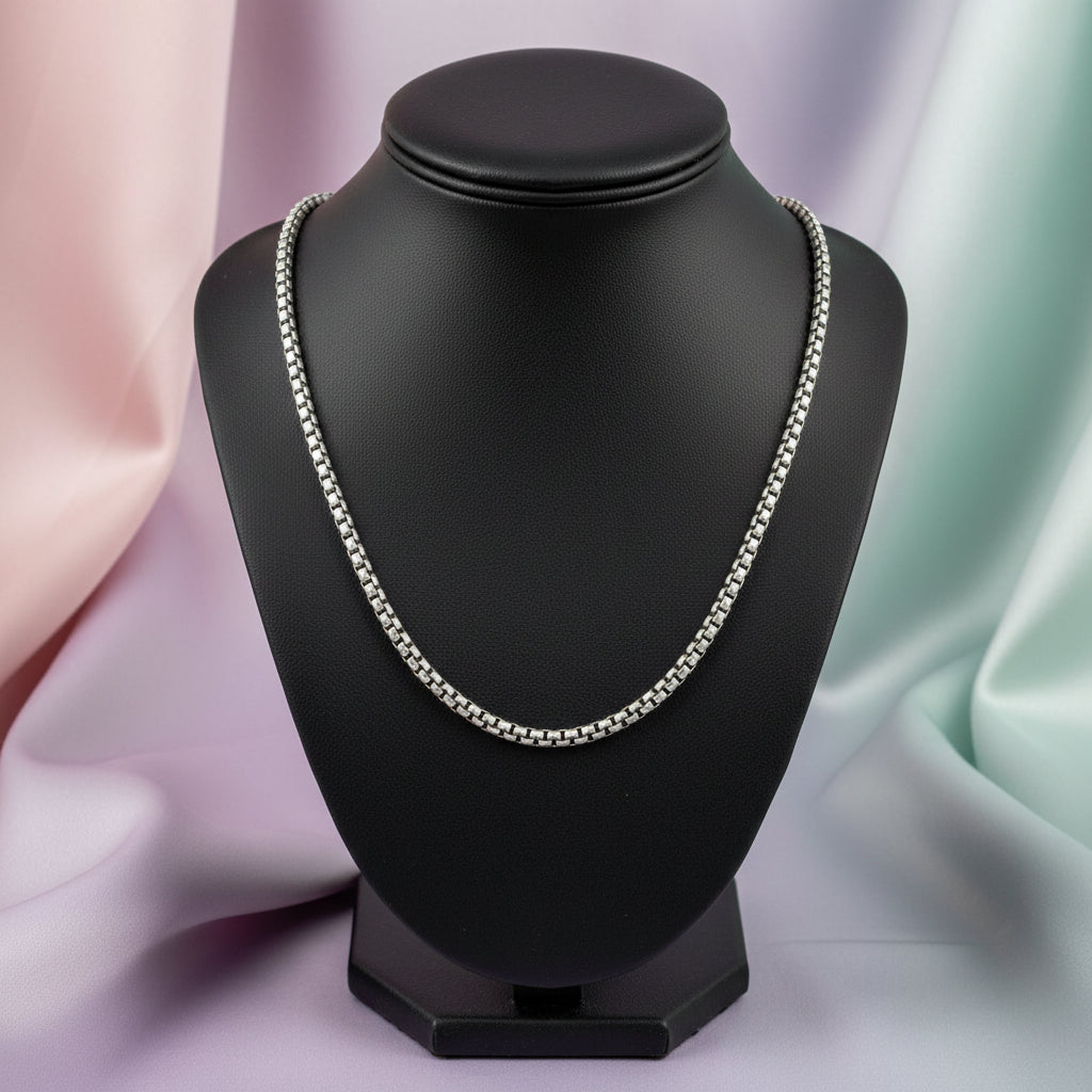 Sterling Silver Venetian Box chain oxidized