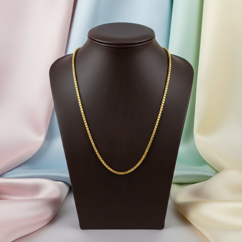 10K YG 2.5mm Hollow Rounded Box Chain 20"