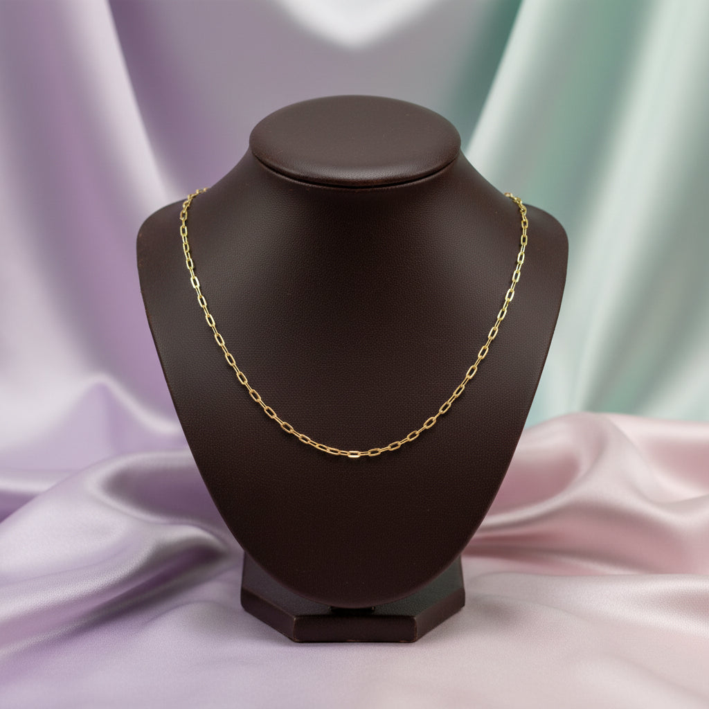 10K Yellow gold fine cable link chain 1mm