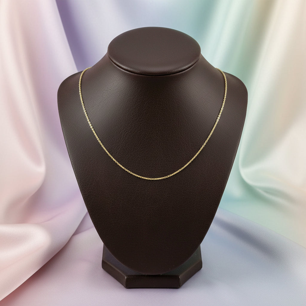 14K Yellow gold fine cable link chain 1mm