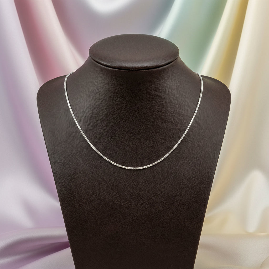 10K White gold wheat chain