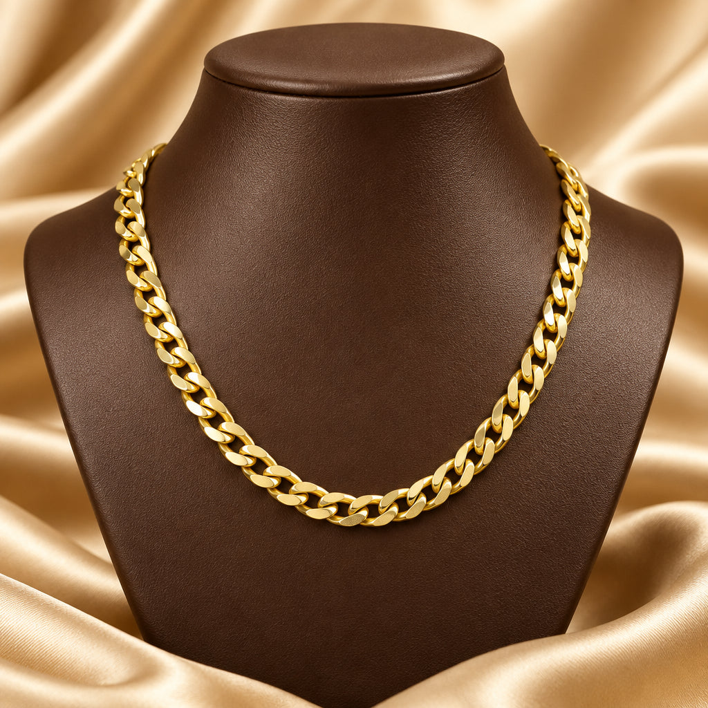 10K YG 3.7mm Bevelled Curb Chain 20"