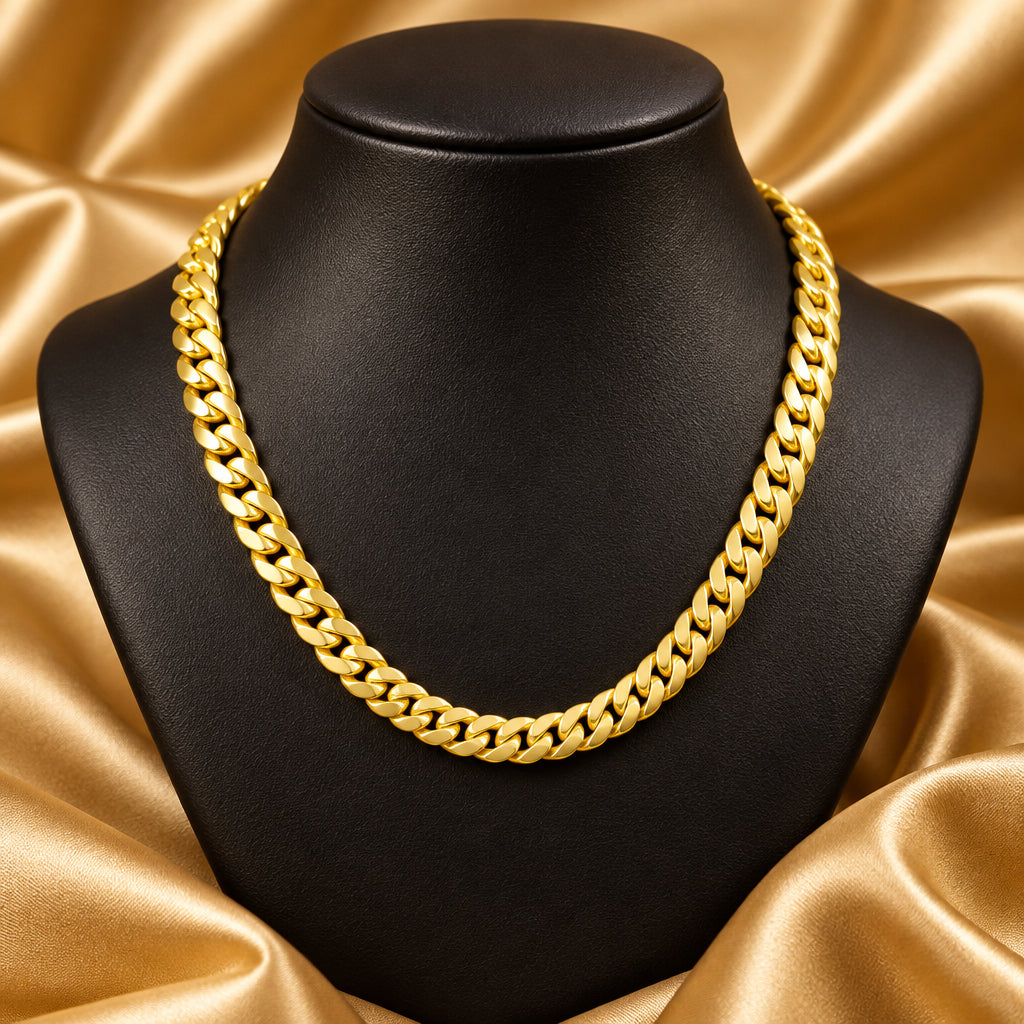 10K YG 4.2mm Concave Curb Chain 20"
