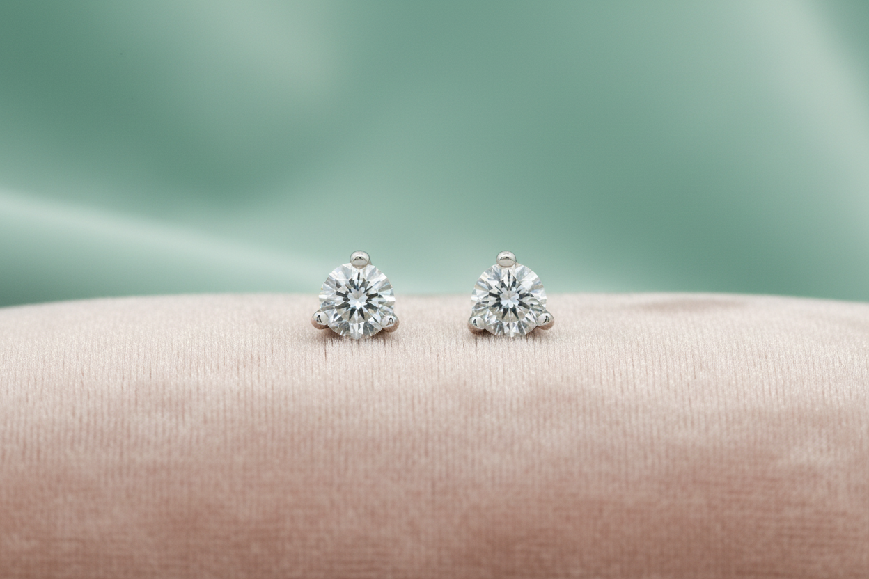 14K White gold 0.20ctw diamond studs