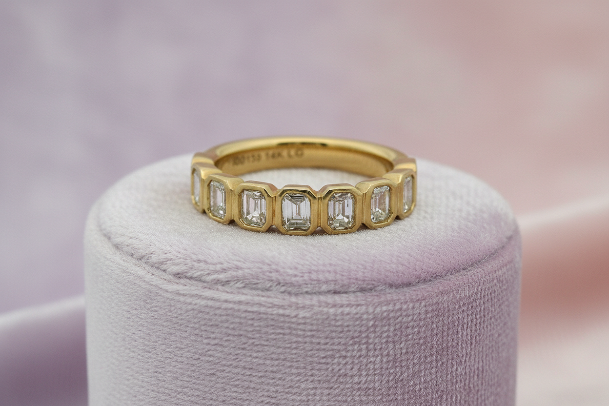 14K Yellow gold semi eternity lab diamond band