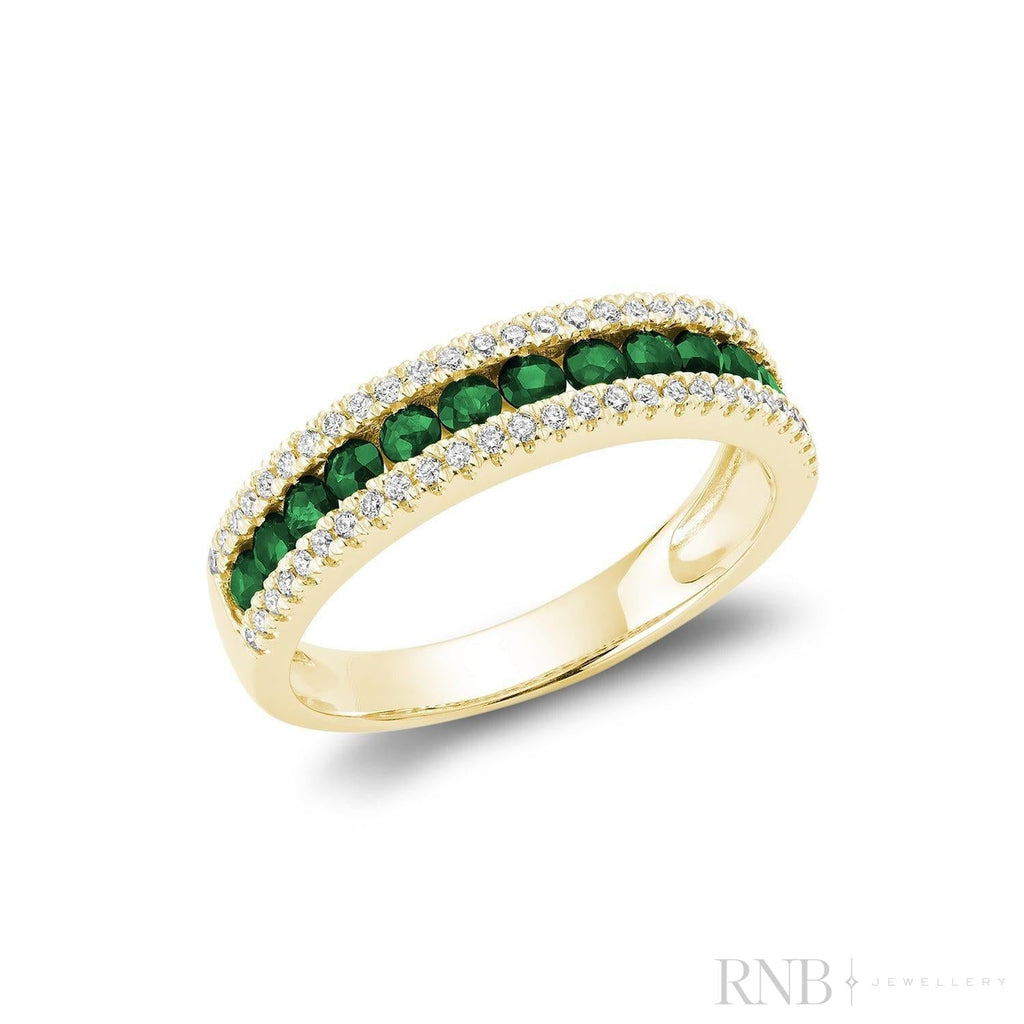 Semi Eternity Precious Stone & Diamond Ring