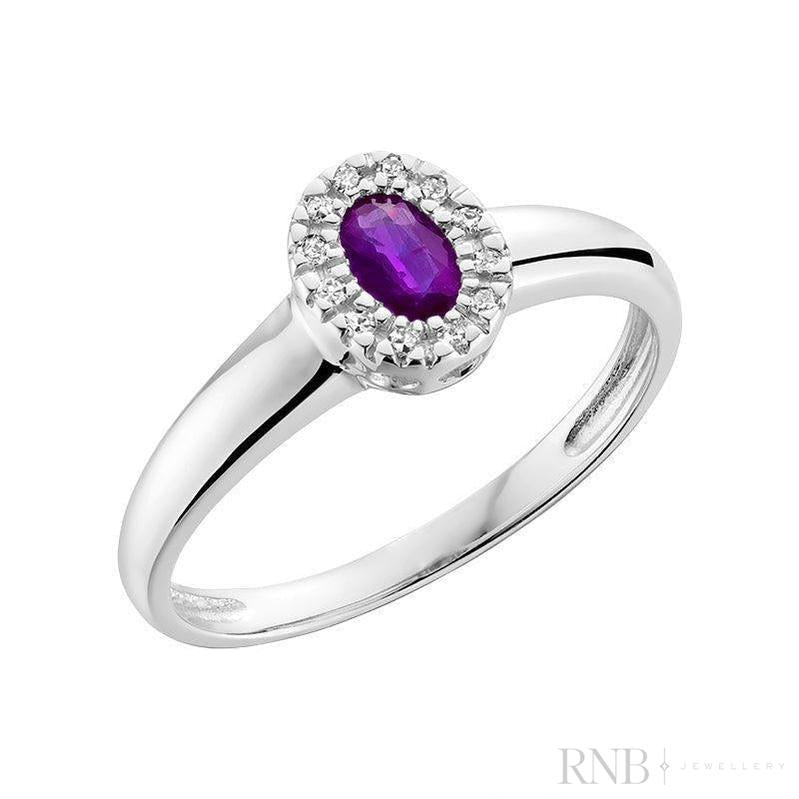 Oval Gemstone & Diamond Halo Ring
