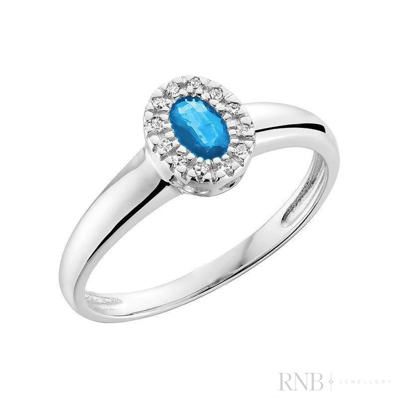 Oval Gemstone & Diamond Halo Ring