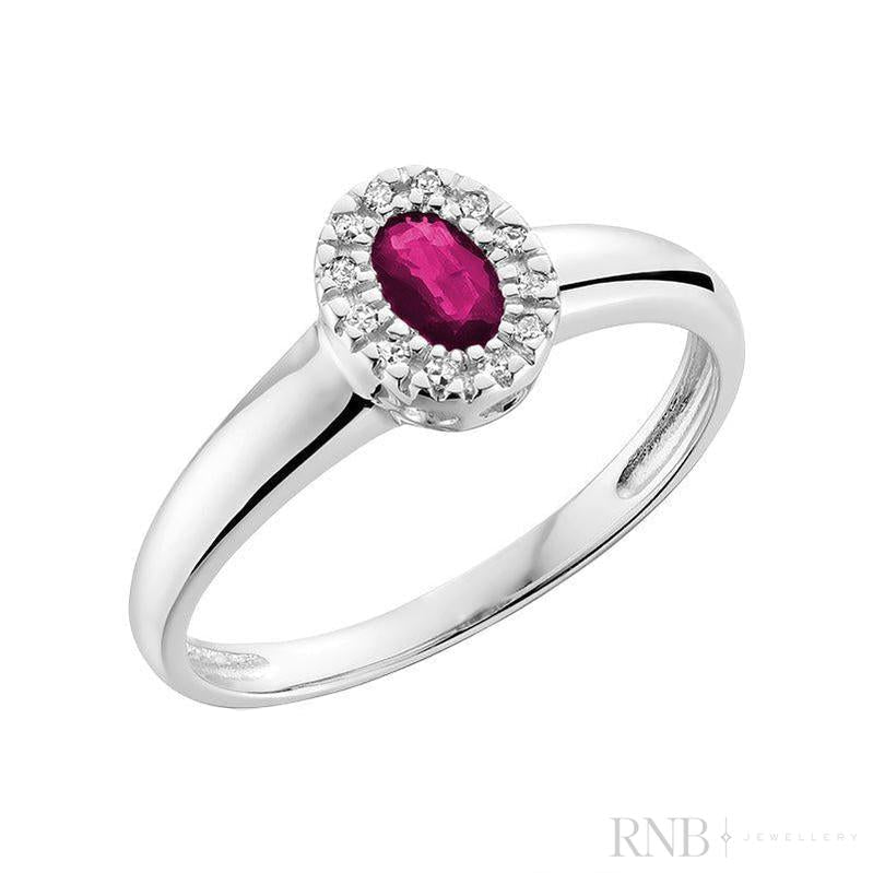 Oval Gemstone & Diamond Halo Ring