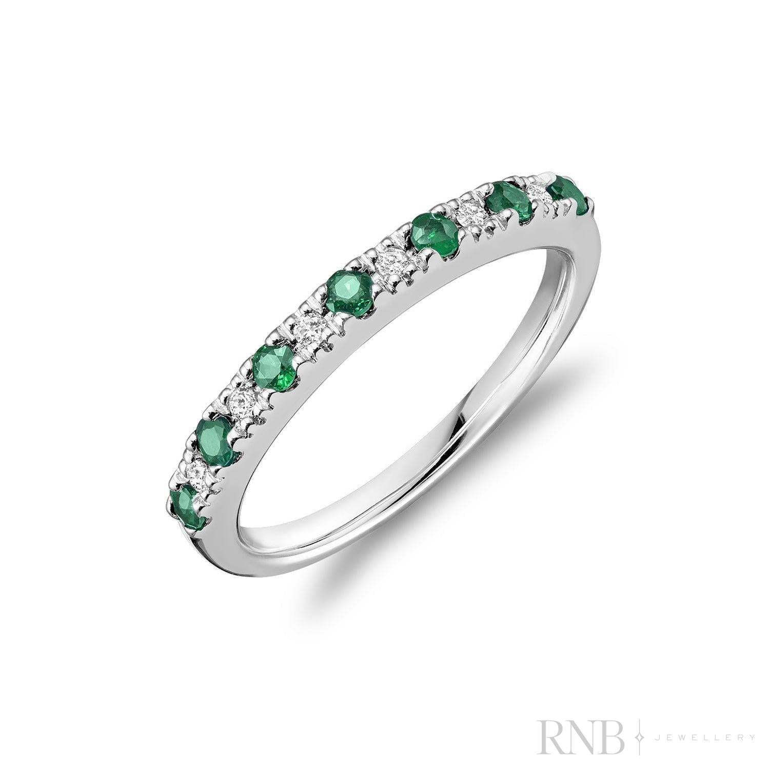 Semi Eternity Precious Stone and Diamond Ring