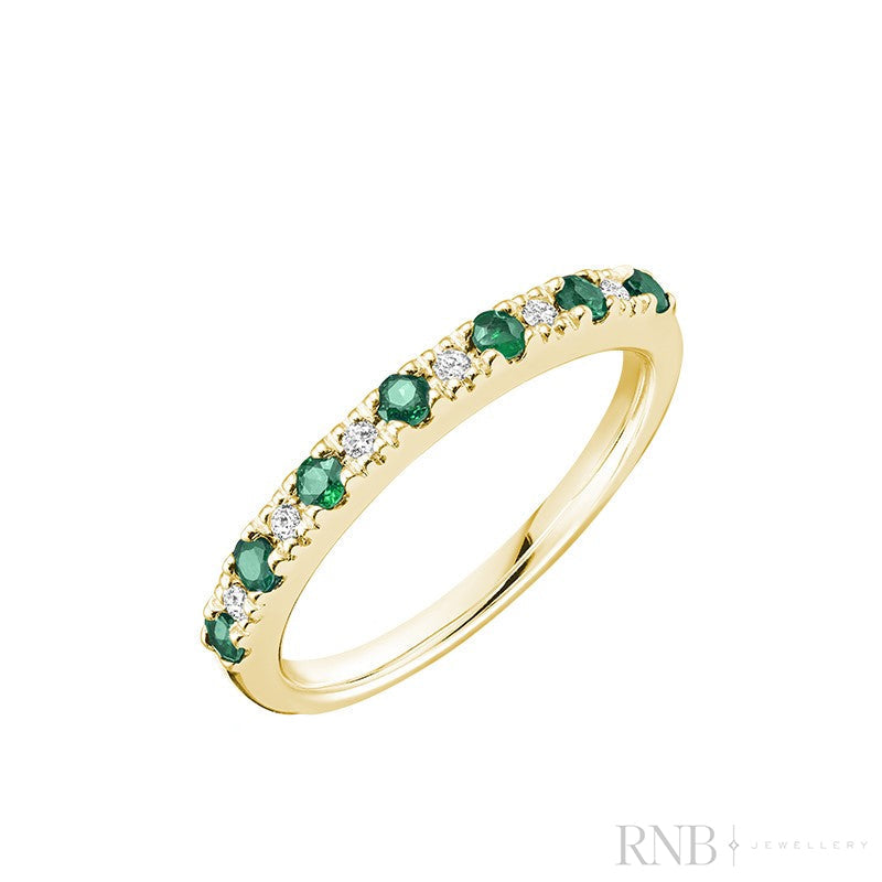 Semi Eternity Precious Stone and Diamond Ring