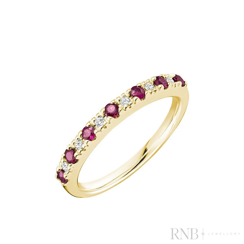 Semi Eternity Precious Stone and Diamond Ring