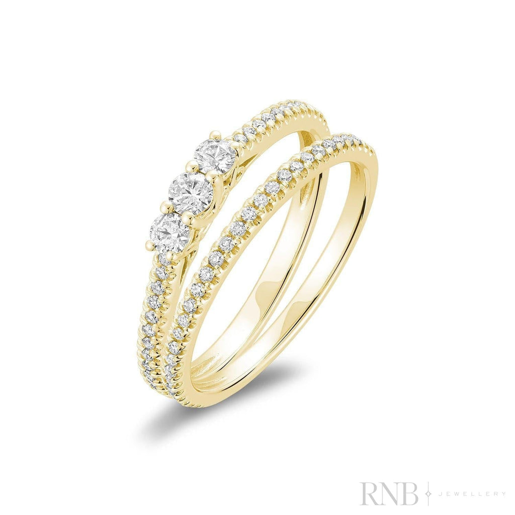 Trinity and Semi Eternity Diamond Ring Set
