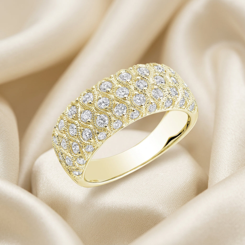 Fancy Wide Semi Eternity Diamond Band