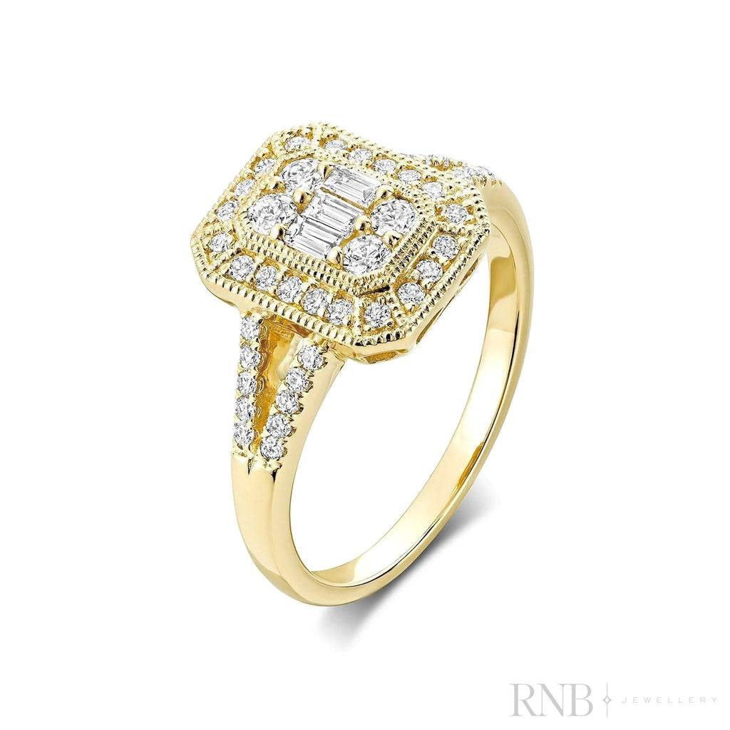 Large Illusion Emerald Shape Diamond Ring