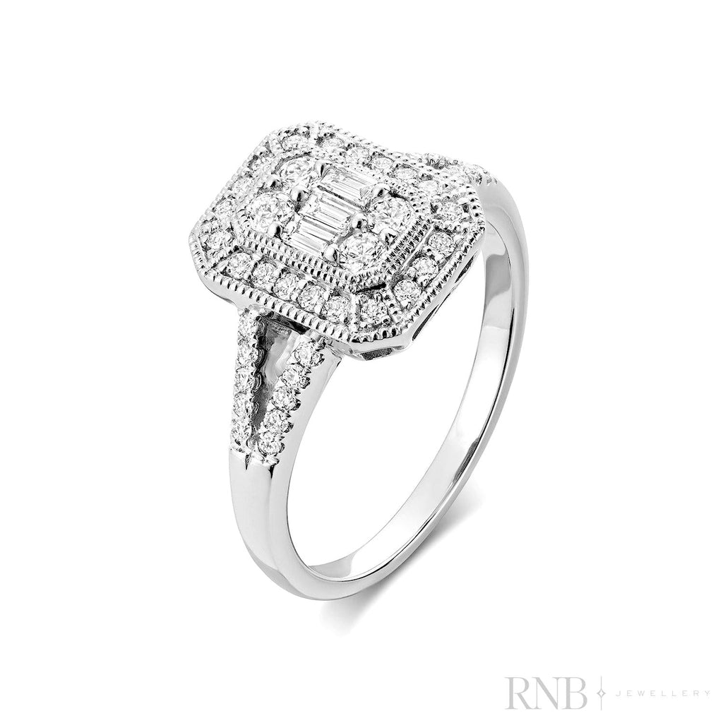 Large Illusion Emerald Shape Diamond Ring
