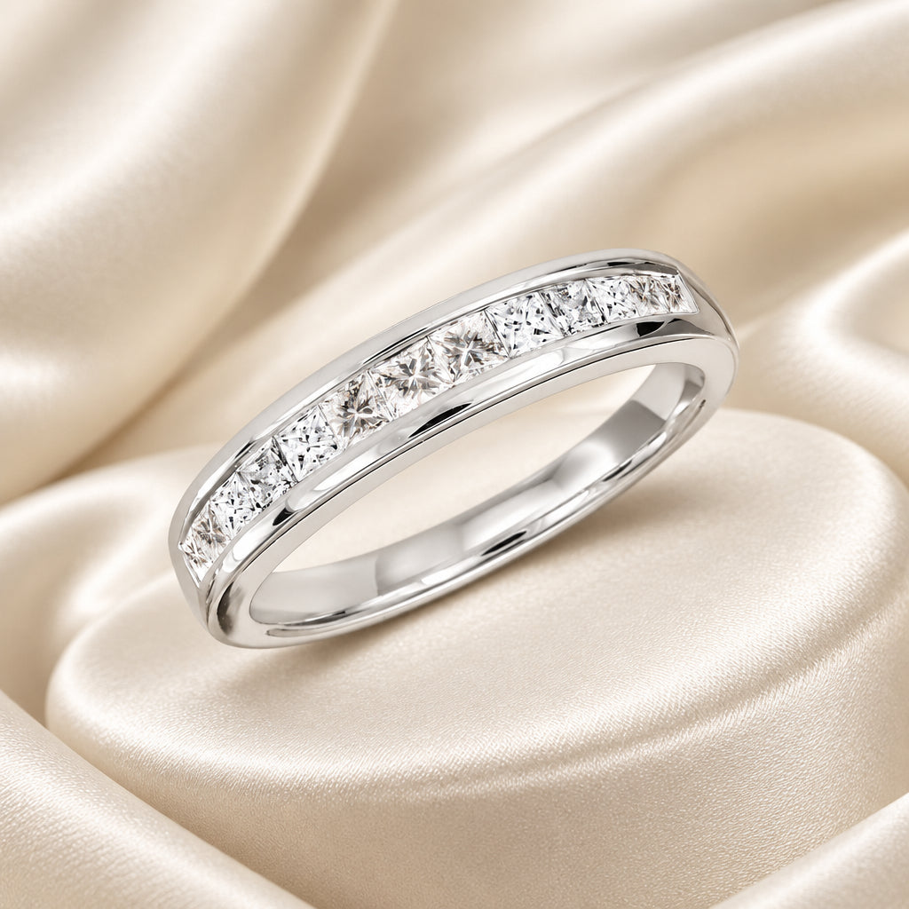 Semi Eternity Princess Channel Diamond Ring