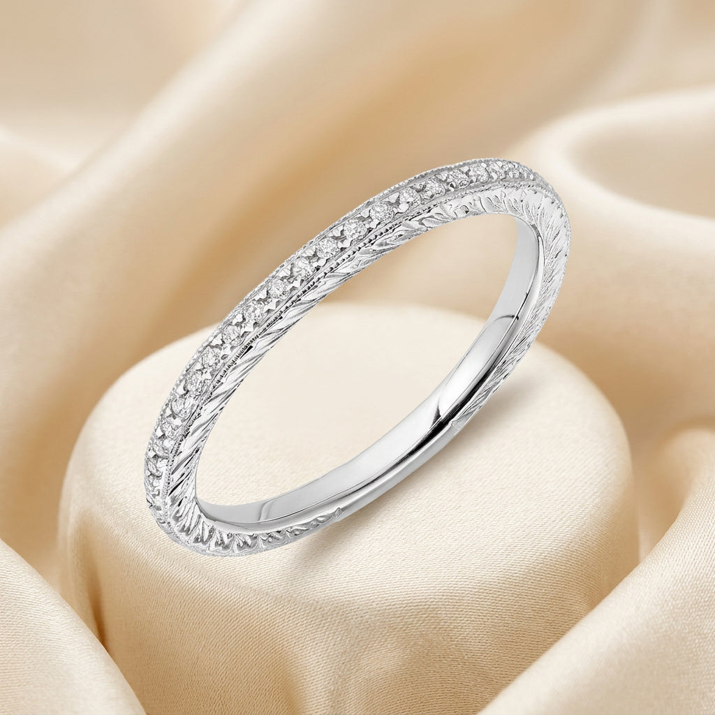 Pave Milgrain Diamond Eternity Ring