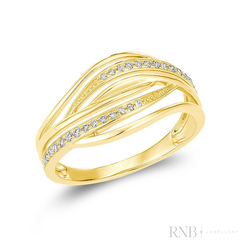 Sleek Polished Multi Row Wave Diamond Band