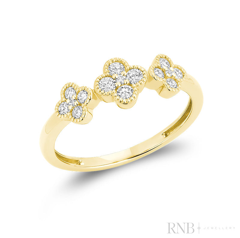 Triple Clover Miligrain Diamond Ring