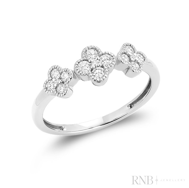 Triple Clover Miligrain Diamond Ring