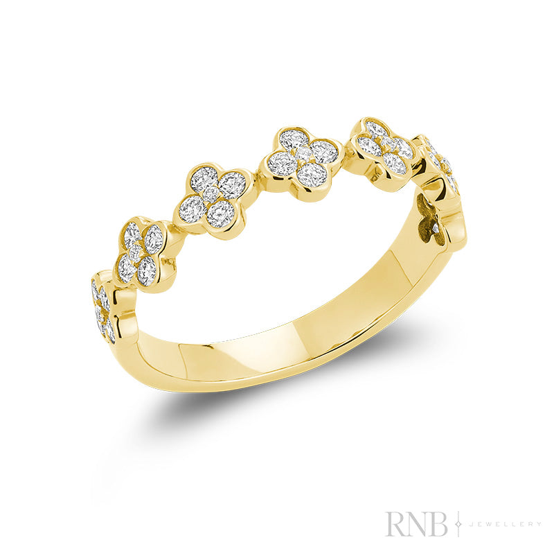 Semi-Eternity Clover Diamond Ring