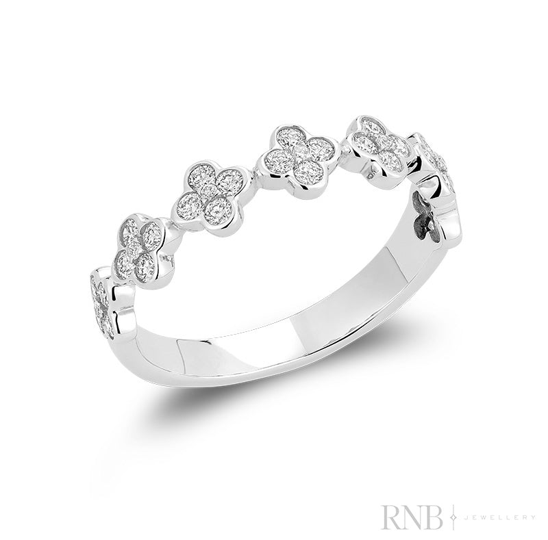 Semi-Eternity Clover Diamond Ring